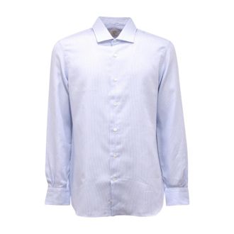 Mazzarelli Green Stone Slim Shirt - Heren - Zakelijke Overhemden - Blauw - XL - Leer - Overhemden