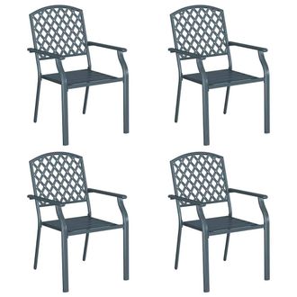 Berkfield Home Garden Chairs 4 pcs Stackable Anthracite Steel in Grey