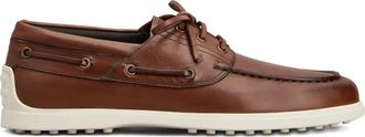 Tod's laced boat shoes - men - CALFSKIN/Calf Leather/Rubber - 9.5 - Brown