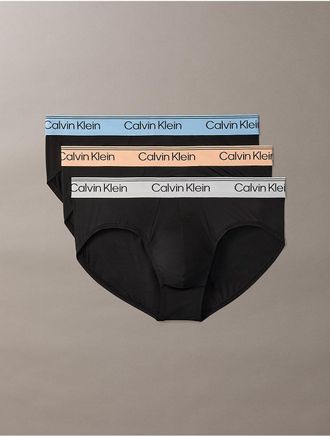 Calvin Klein Mens Microfiber Stretch 3-Pack Hip Brief - Black - L