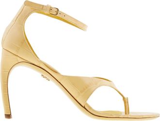 Ferragamo Zoele 85 Croc-Embossed Leather Sandals, Size 7 C