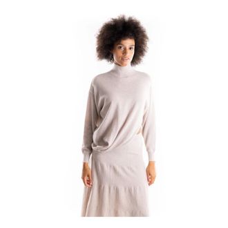 Marella Turtlenecks, female, Beige, Size: M Beige Cashmere Sweater Oversize Fit
