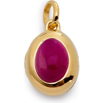 Monica Vinader Birthstone Locket Pendant in 18Ct Gold /Pink Quartz at Nordstrom