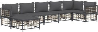 vidaXL Set Muebles De Jard&iacute;n 7 Pzas Y Cojines Rat&aacute;n Pe Gris Antracita Vidaxl