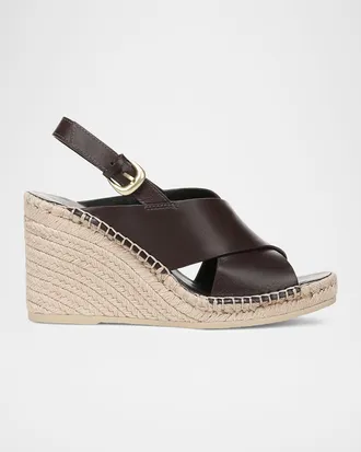 Vince Georgia Leather Espadrille Wedge Sandals