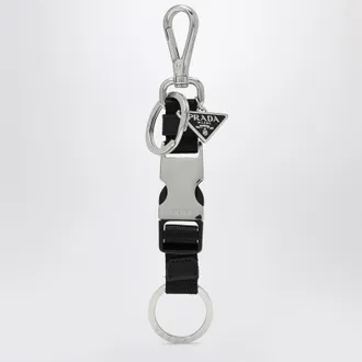Prada Black keychain with snap buckle