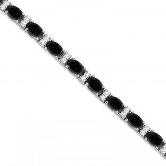 Allurez Black & Lab White Diamond Oval Cut Tennis Bracelet 14k White Gold (9.25ctw)