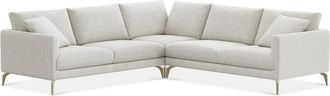Castlery Lena L-Shaped Sectional Sofa Customized, Light Grey Performance Boucle, Brass Legs, Spill Resistant, Removable Covers for Sofas, Castlery