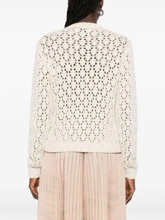 Fabiana Filippi Open-Knit Crewneck Sweater - Cream