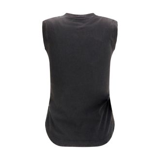 The Attico Womens Black Cotton Sleeveles T-Shirt