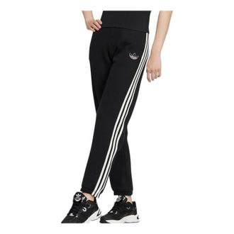 adidas (WMNS) adidas 3-Stripes Casual Knit Track Pants Asia Sizing Black White IC8125
