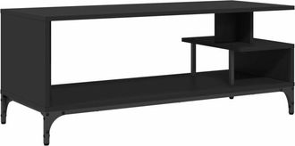vidaXL Vidaxl - Mueble de tv madera de ingeniería y acero negro 102x40x41 cm