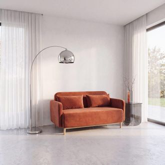 Maisons du monde Sof&aacute; cama de 2/3 plazas de terciopelo naranja