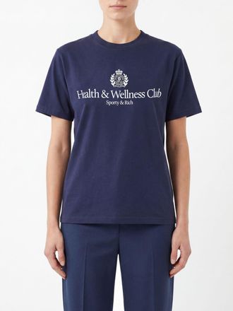 Sporty & Rich T-shirt H & W in cotone con stampa logo a girocollo
