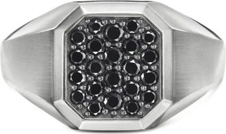 David Yurman Anello a sigillo Streamline in argento sterling con diamanti (14mm)