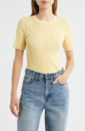 Rag & Bone Camryn Short Sleeve Rib Sweater in Sunlit at Nordstrom Rack, Size Xx-Small