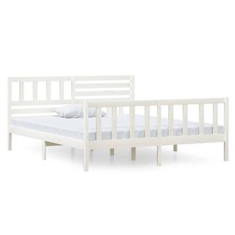 Berkfield Home Bed Frame White Solid Wood 140x190 cm