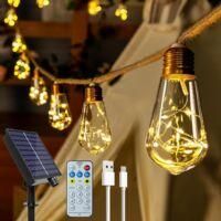 OEM Guirnalda De Luces Solares Para Exteriores Con 16 Bombillas S17, 8 M, Resistente A La Intemperie, 8 Modos, Temporizador, Regulable, Usb (luz Blanca C&aacute;
