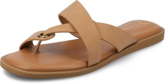 Journee Collection Womens Prizzie Flat Sandal, Tan, 4.5 UK