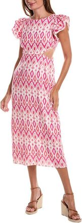 Sail to Sable Flutter Sleeve Linen-Blend Midi Dress