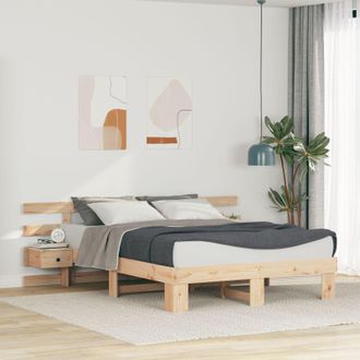 Berkfield Home with Drawer Brown 150 x 200 cm Solid pine wood in Beige