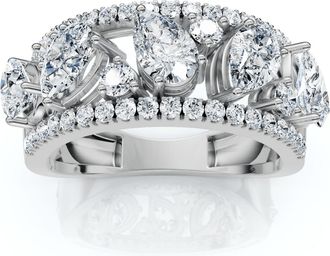 Pompeii3 1 1/2Ct Multi-Shape Cluster Diamond Anniversary Ring 14k Gold Lab Grown