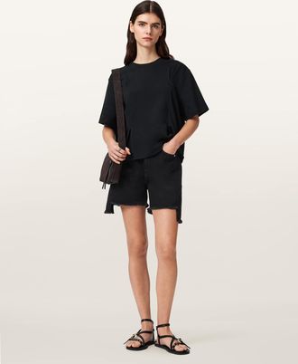 AllSaints Cotton Frankie High Waisted Denim Shorts, Size: 25