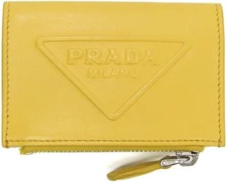 Prada Tweedehands leren portemonnees - Dames - Vintage Accessoires - Geel - ONE Size - Leer - Vintage