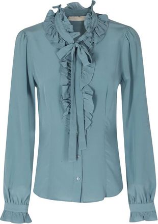 Ulla Johnson Catroux Lange Mouw Zijde Blouse - Dames - Blouses - Blauw - XS - Overhemden