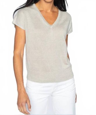 Kinross Cashmere Womens Cap Sleeve Vee Top In Flax