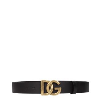 Dolce & Gabbana Dolce&Gabbana Herrens G&uuml;rtel Leder Schwarz/Gold