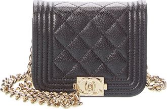 Chanel Black Quilted Leather Boy Golden Crosshair Shoulder Bag (Authentic Pre- Loved)