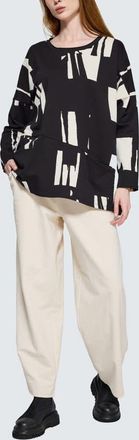 Luukaa D'Celli Marilla Printed Pocket Tunic in Ivory Black at Nordstrom, Size X-Large