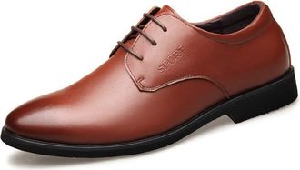 Generic Oxford Dress Shoes for Men Lace Up Round Burnished Toe Derby Shoes Derby Shoes Anti-Slip Rubber Sole Non Slip Resistant Prom(Brown,6.5 UK)