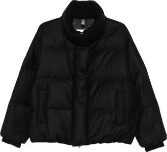 Duno Black Boxy Cropped Quilted Down Jacket