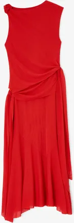 Ganni Long Dress in Marl Mesh - Size 10/12 Goji Berry