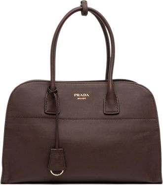 Prada Pre-owned Womens Large Leather Tote - Dark Brown - One Size