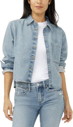 Silver Jeans Co Lightweight Knit Denim Shirt in Crickets at Nordstrom, Size X-Small