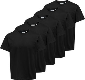 Only & Sons Rundhalsshirt ONLY & SONS ONSJEFF REG SS TEE 5-PACK OTL, Herren, Gr. XXL, schwarz pack:5 x schwarz, Jersey, Obermaterial: 60% Baumwolle, 40% Polyester