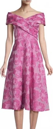 Aidan Mattox Floral Print Cocktail Midi Length Dress In Pink
