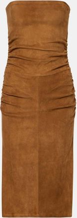 Stouls Salma ruched suede midi dress