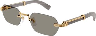 Cartier Sunglasses, male, Yellow, Size: 54 MM Rectangle Sunglasses