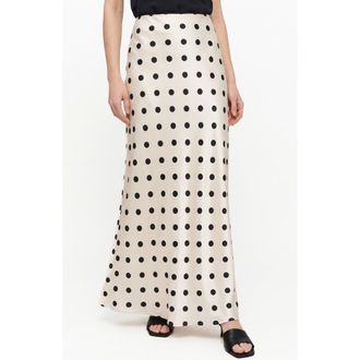 By Design Melanie Satin Maxi Skirt in Ivory/Black Polka Dot at Nordstrom Rack, Size X-Small