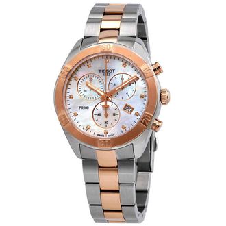 Tissot PR 100 Chronograph Quartz Diamond White Mother of Pearl Dial Ladies Watch T101.917.22.116.00