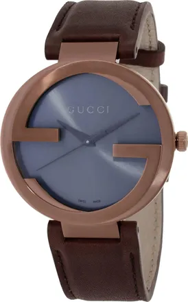 Gucci Interlocking Quartz Brown Dial Mens Watch YA133214