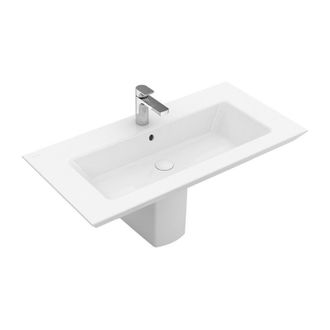 Villeroy & Boch Legato, Encimeras, 1000 X 500 Mm, Rectangular, Para Grifer&iacute;a De 3 Orificios, Orificio Central Perforado, Con Rebosadero, Porcel&aacute;nico Sanitario, White 