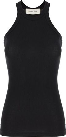 Sportmax Top van katoen en zijde - Dames - Tops zonder mouwen - Zwart - M - Katoen - Tops