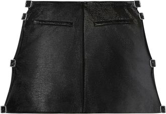 Courrèges buckled coated miniskirt - women - Polyurethane/Cotton/Elastane - 38 - Black