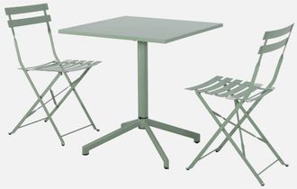 Sweeek Mesa De Jard&iacute;n Bistr&oacute; Plegable De Metal Con 2 Asientos