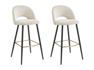 Vente-Unique Conjunto de 2 taburetes de bar de pana y metal - Crema - FINCHY de Pascal Morabito
